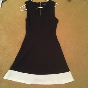 Navy blue fit and flare dress